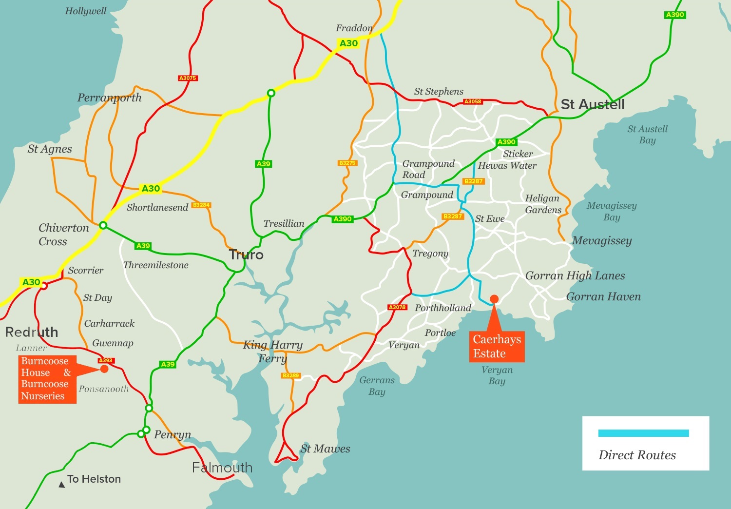 Map showing Caerhays beach and estate, south of St Austell Isles of scilly, Saint austell, Map